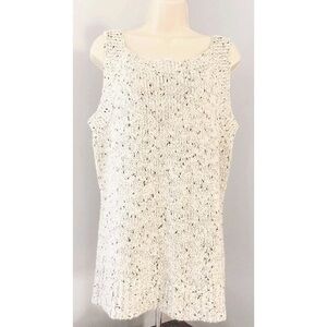 CHICO’S NWT Cream / Gold Met Tweed Slvlss Sweater